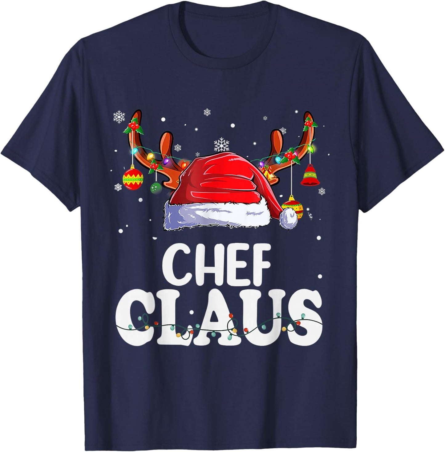 Chef Santa Claus Christmas Pajamas Funny Matching Costume T-Shirt - T-Shirt | Navy