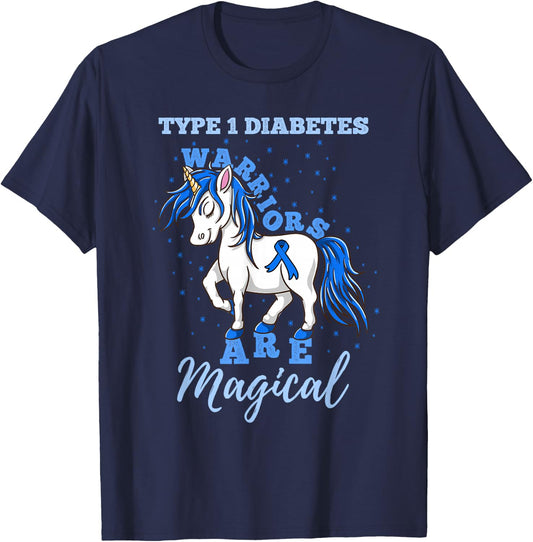 Type 1 Diabetes Warriors Are Magical T1D Awareness T-Shirt - T-Shirt | Navy