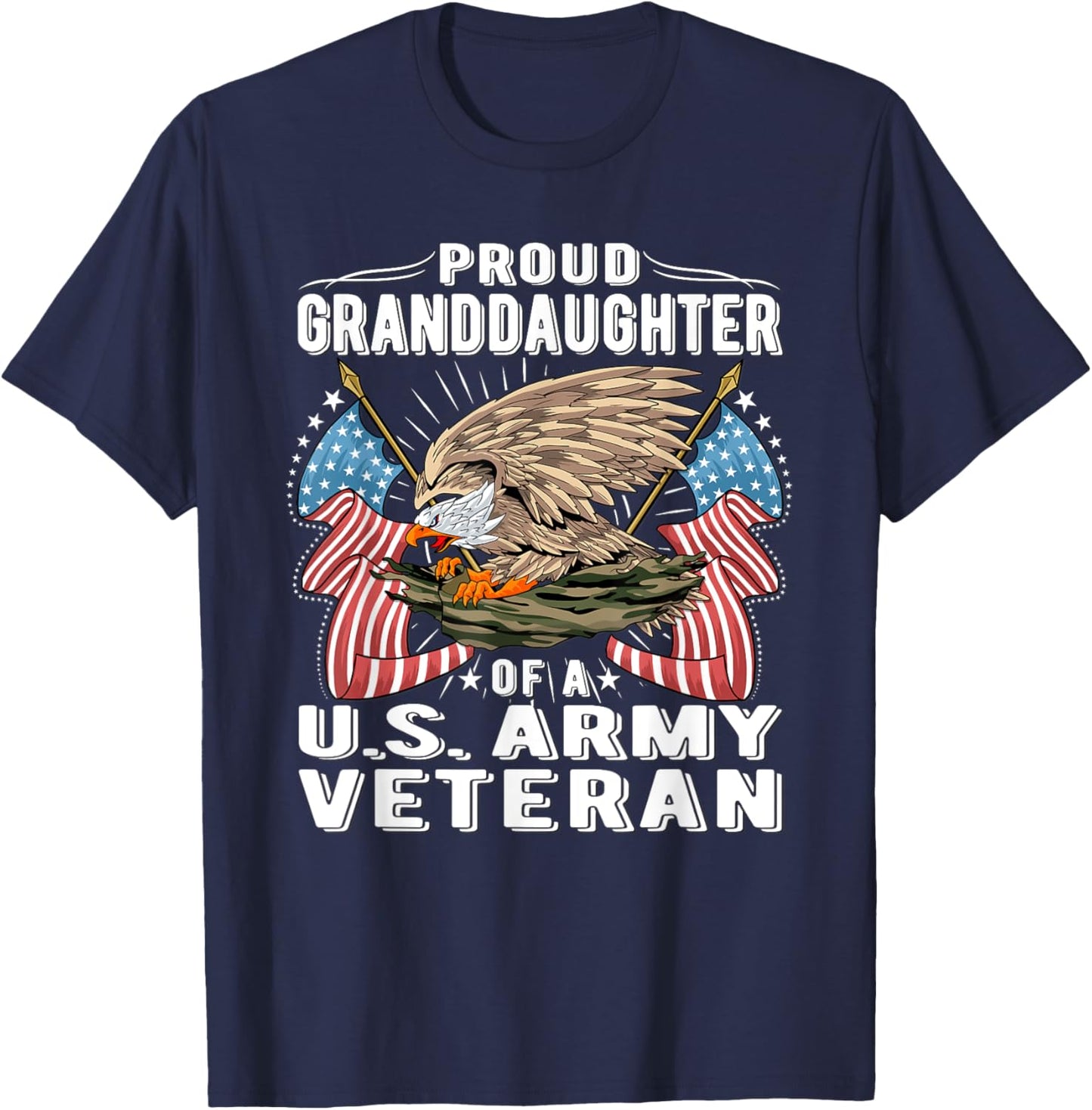 ZeeWire Proud Granddaughter Of A US Army Veteran Military Vet Family T-Shirt - T-Shirt | Navy