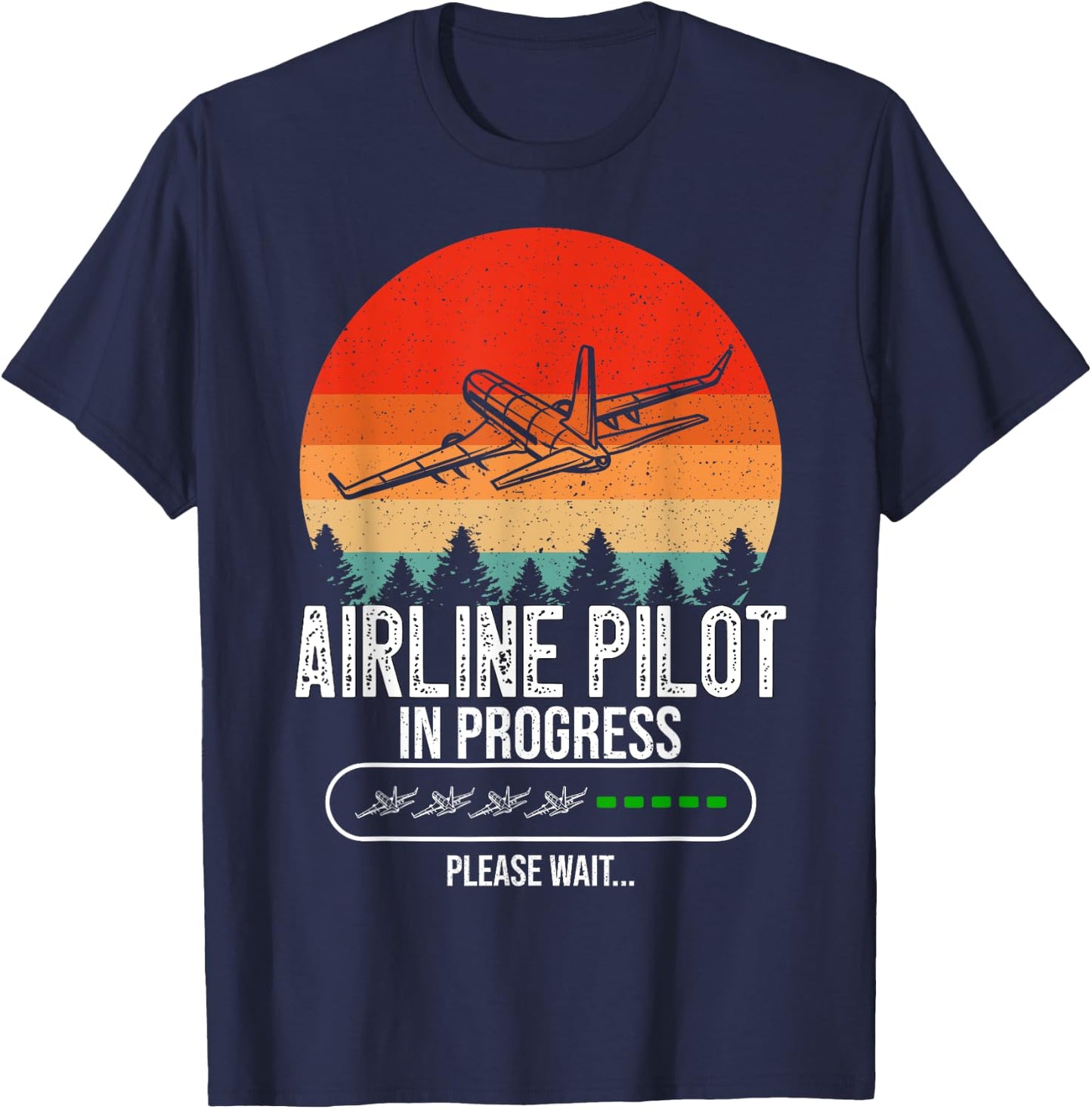 Retro Airline Pilot In Progress Future Airline Pilot Kids T-Shirt - T-Shirt | Navy