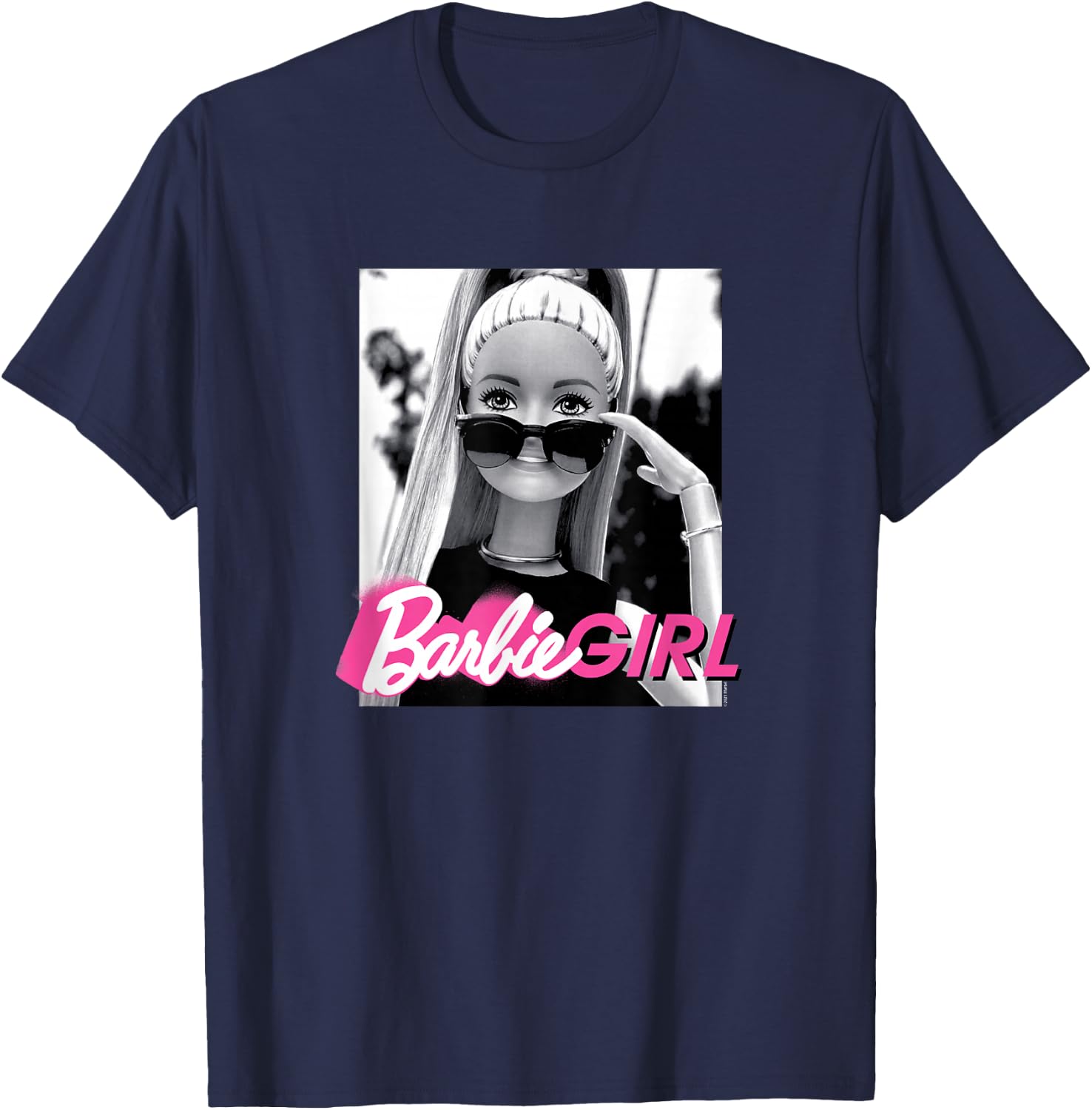 Barbie Girl Classic Fit - Black Cotton & Polyester Blend, Short Sleeve, Casual Style T-Shirt - T-Shirt | Navy