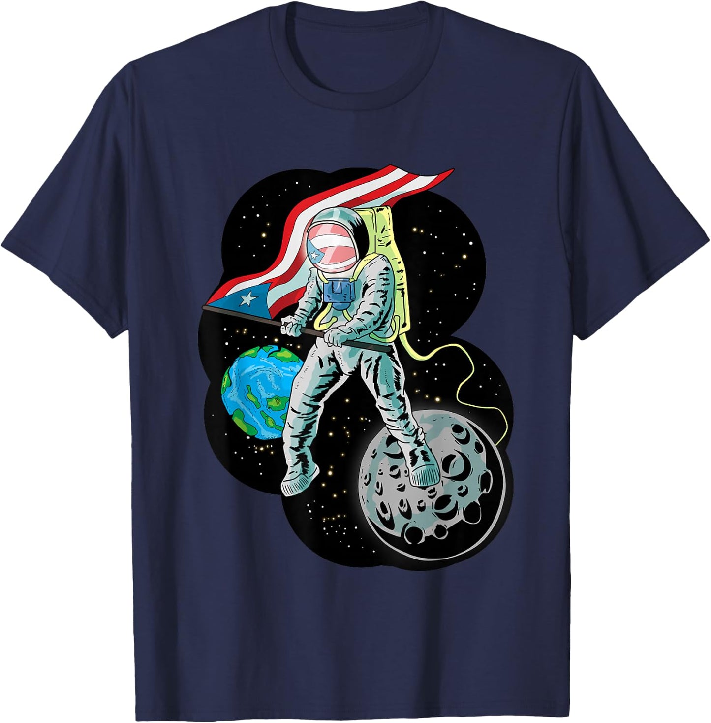 Puerto Rico Pride Boricua Aunque Naciera en la Luna T-Shirt - T-Shirt | Navy