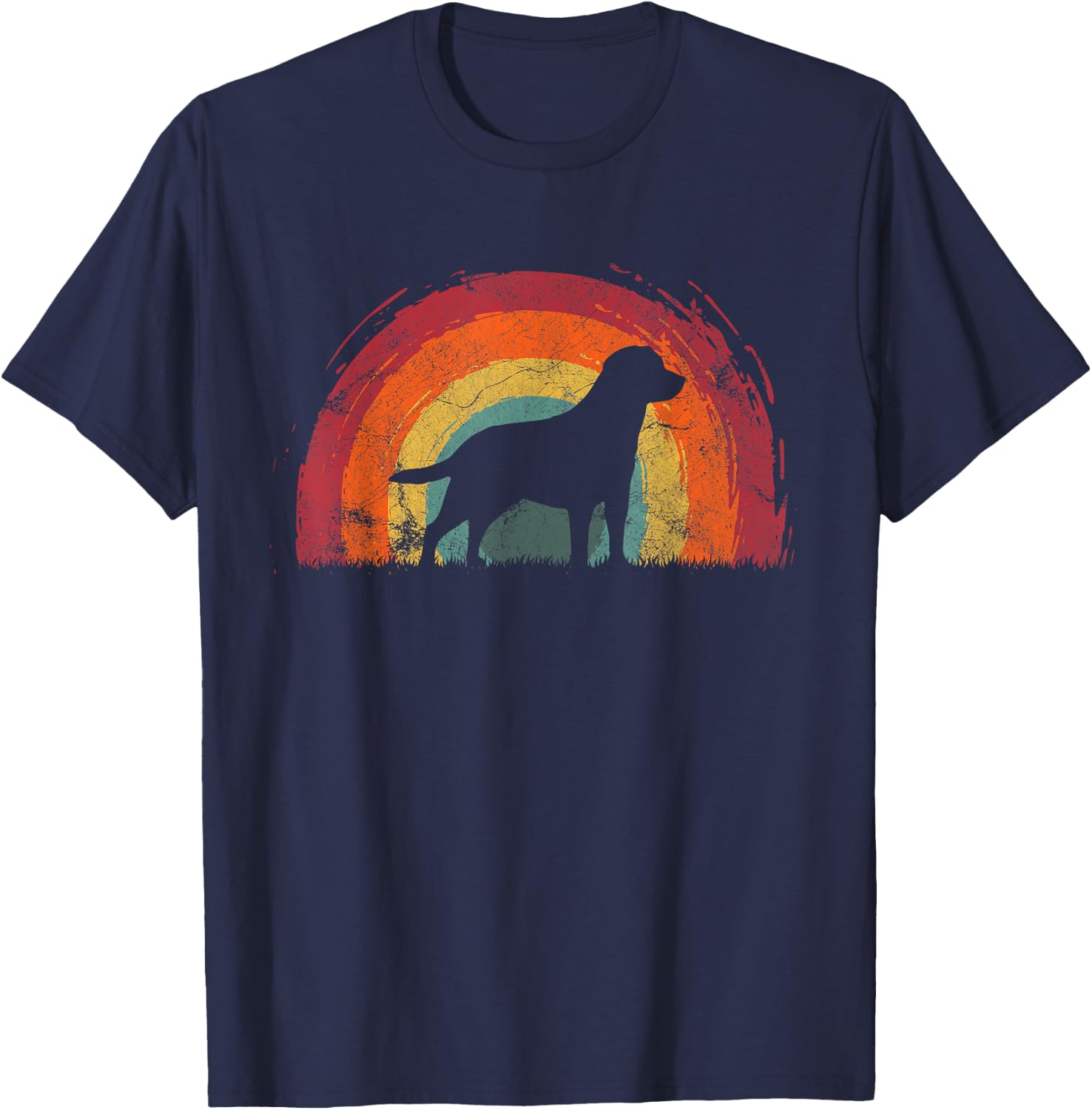 Mutt Vintage Rainbow Dog Men Women T-Shirt - T-Shirt | Navy