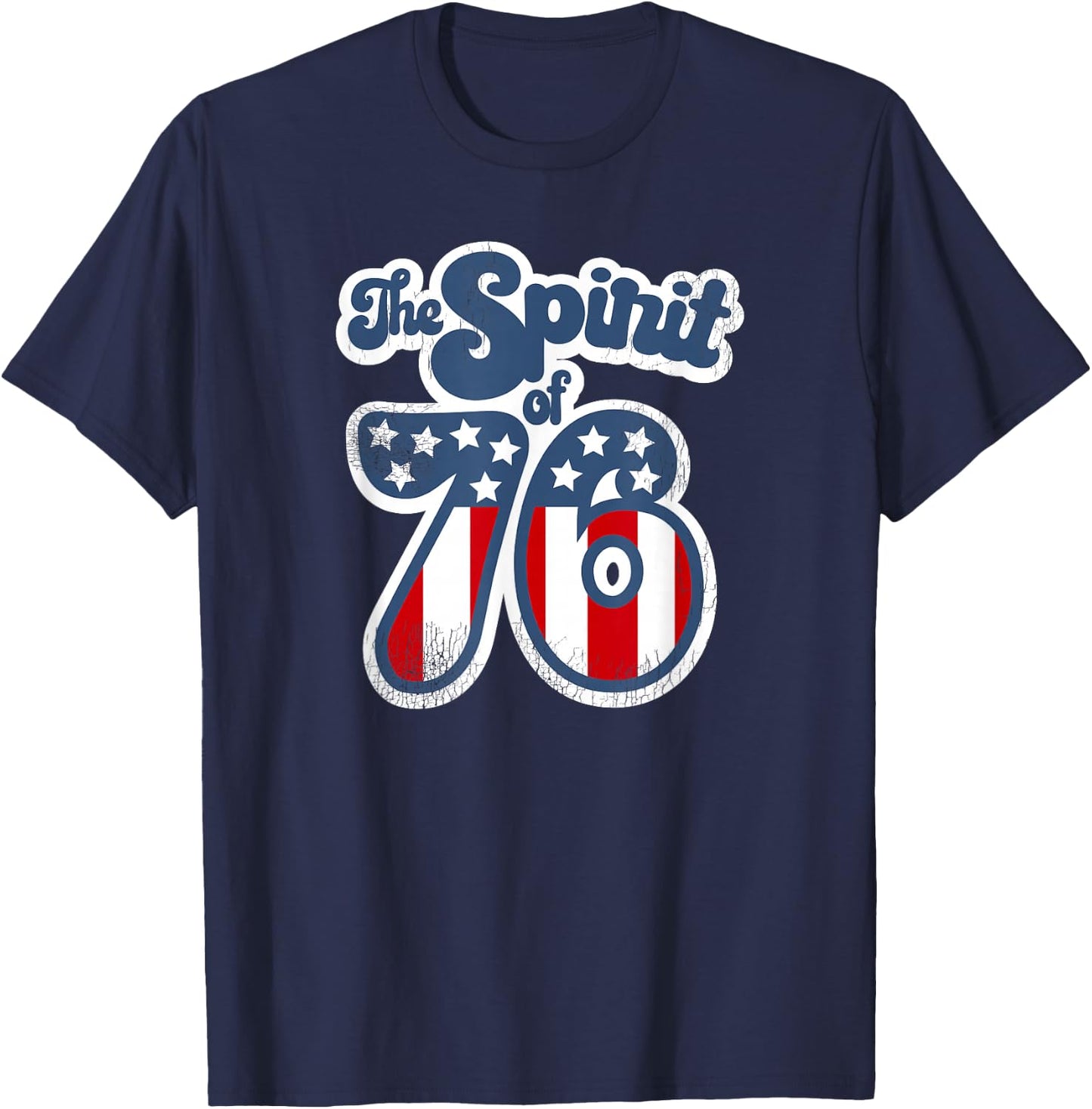 The Spirit of 76 Vintage Design Retro T Shirt T-Shirt - T-Shirt | Navy