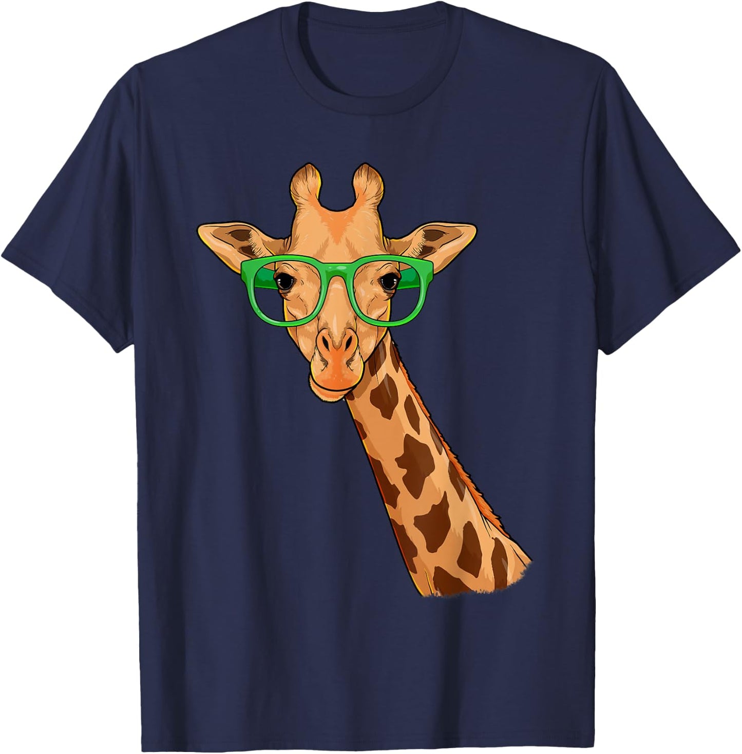 Hipster Giraffe Glasses Funny Zoo Animal African Safari T-Shirt - T-Shirt | Navy