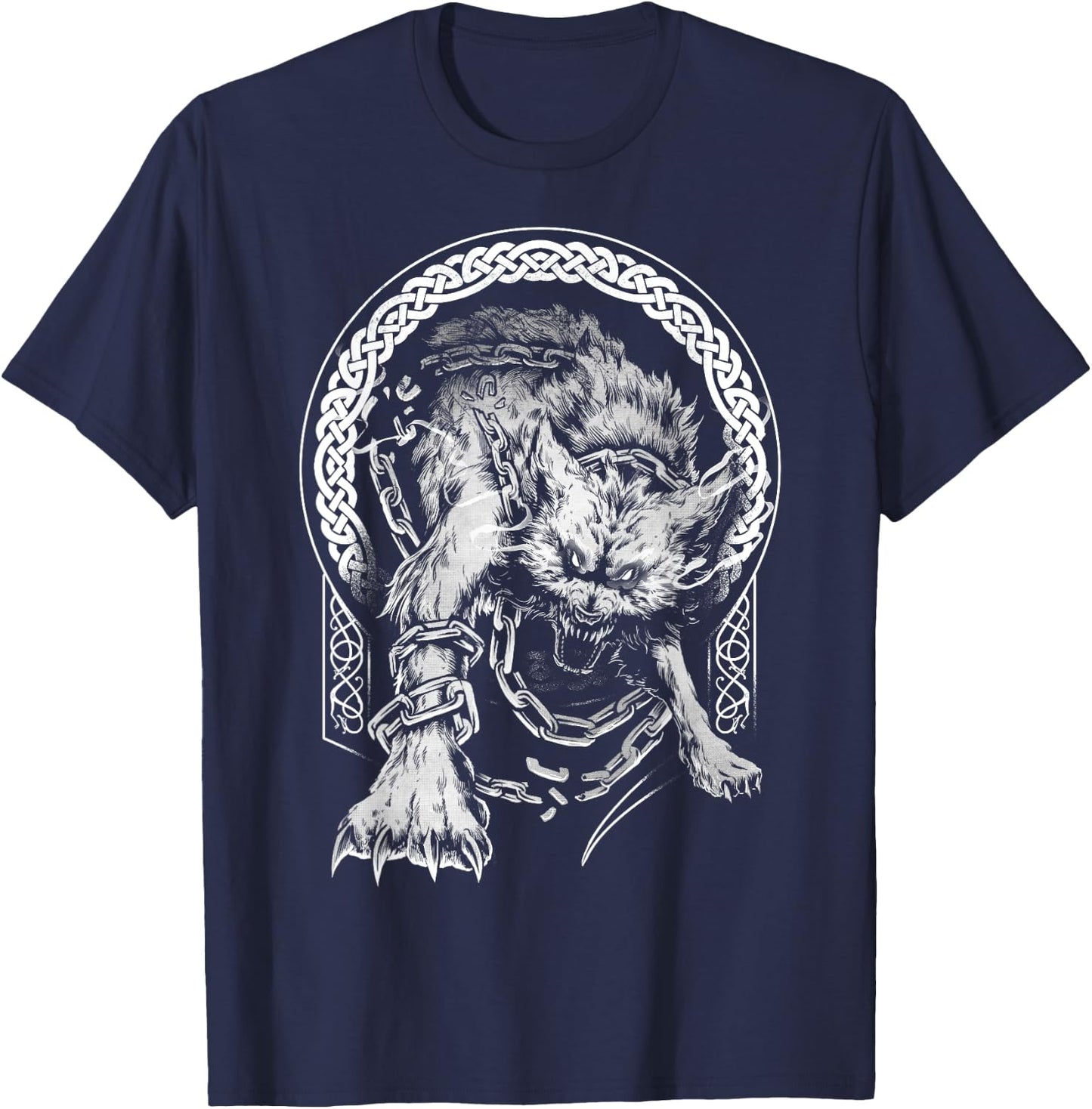 Fenrir Wolf Viking Nordic Pagan Mythology T-Shirt - T-Shirt | Navy