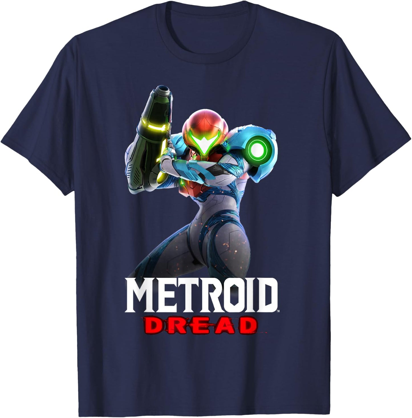 Metroid Dread Samus Aran Standing Nintendo Hero Poster T-Shirt - T-Shirt | Navy