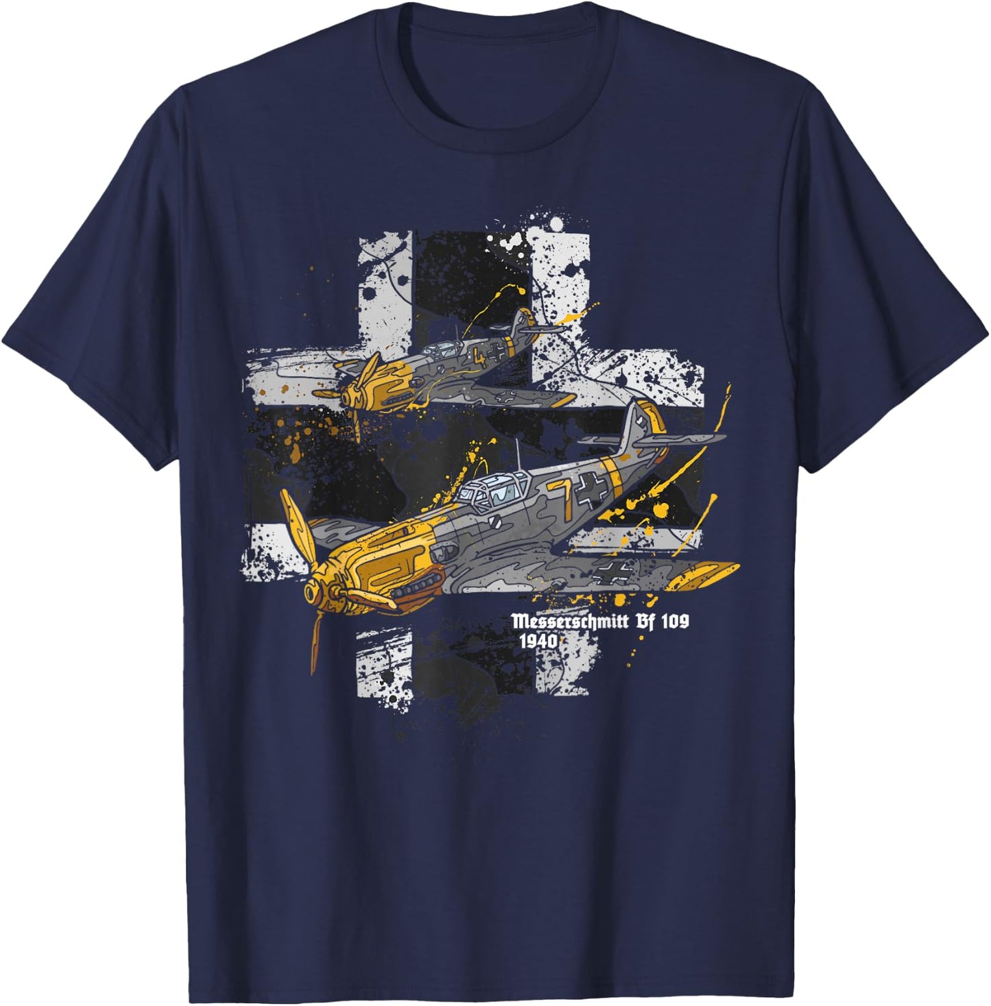 Messerschmitt Bf 109 WWII Aircraft History T-Shirt - T-Shirt | Navy