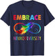 Embrace Neurodiverity Rainbow Infinity Feather Autism T-Shirt - T-Shirt | Navy
