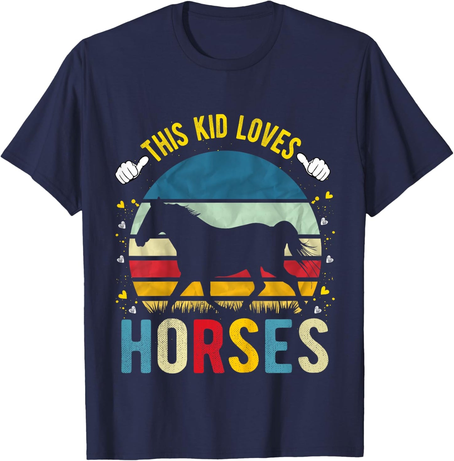 This Kid Loves Horses Boys and Girls Horse Gift T-Shirt - T-Shirt | Navy