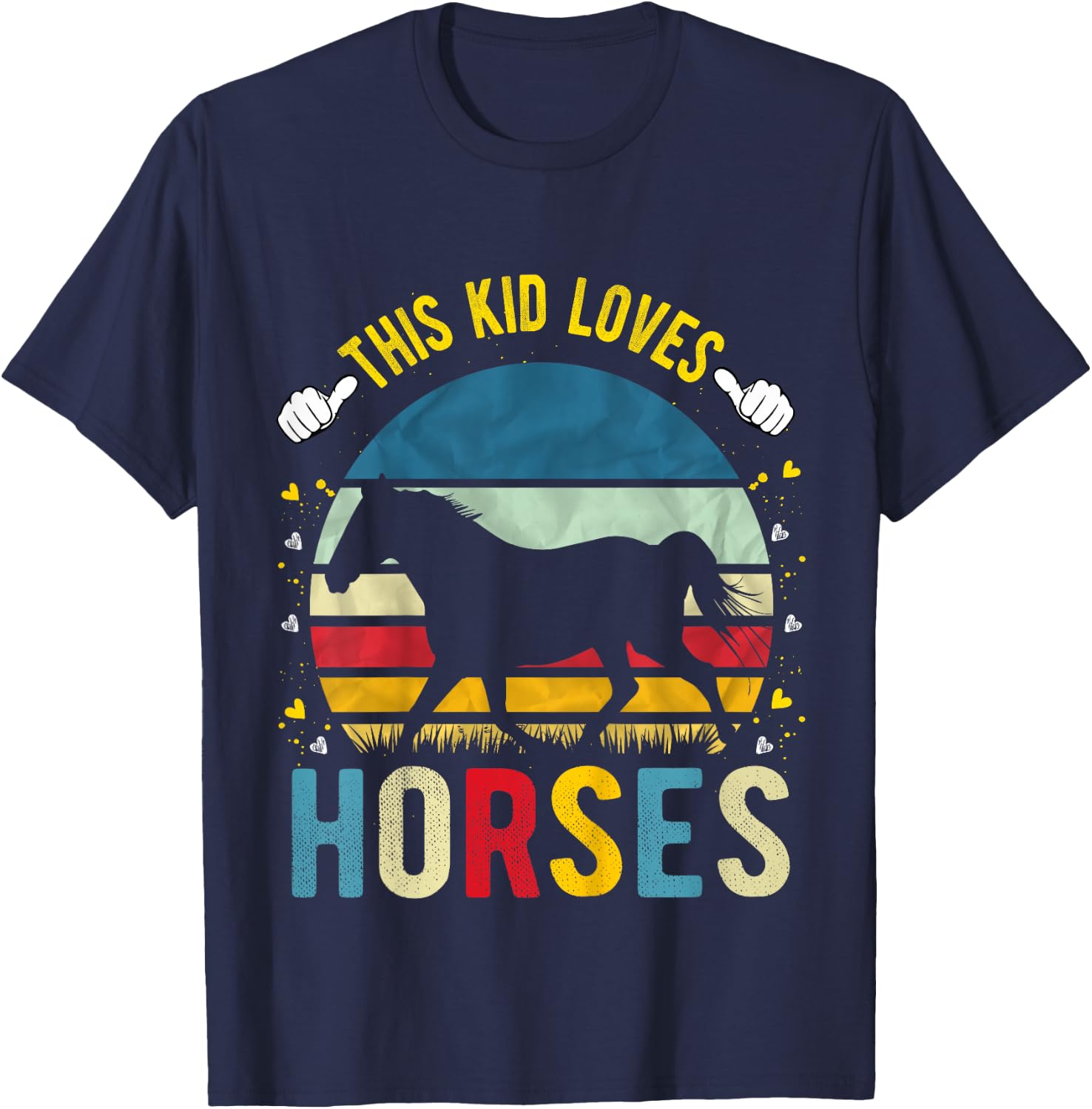 This Kid Loves Horses Boys and Girls Horse Gift T-Shirt - T-Shirt | Navy
