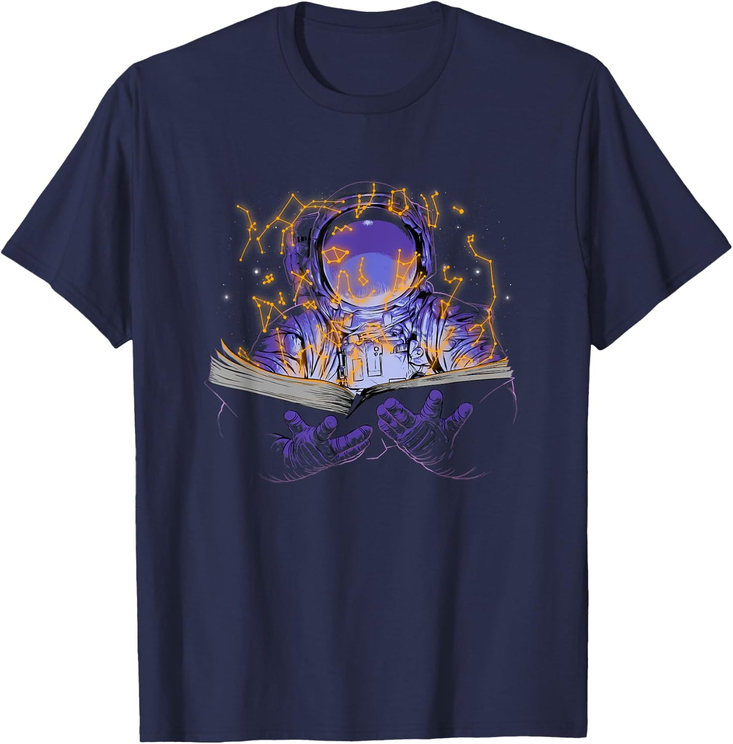 The Book of Stars Astronaut Reading Constellation Magic T-Shirt - T-Shirt | Navy