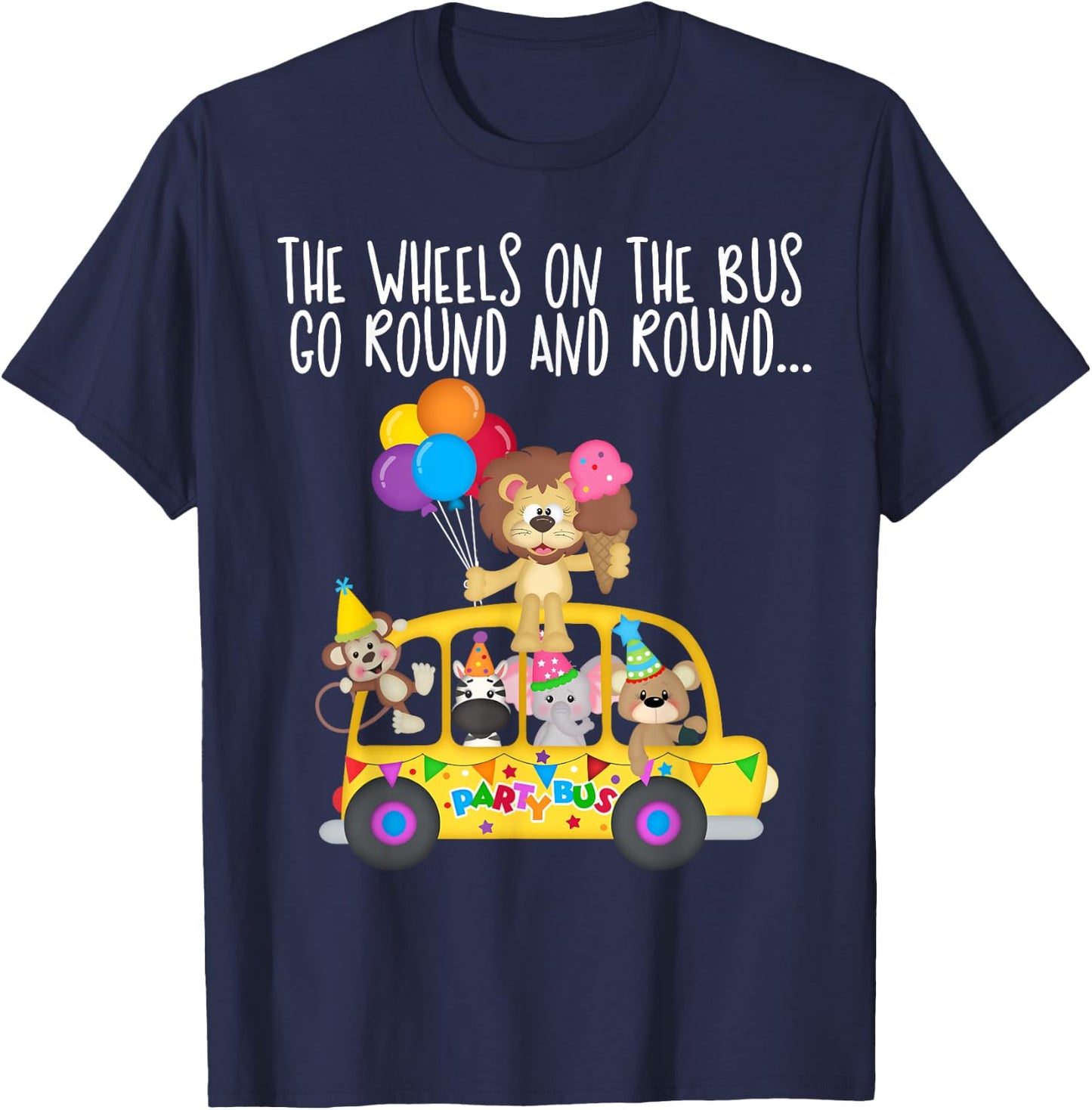 The Wheels On The Bus Go Round and Round Family Matching T-Shirt - T-Shirt | Navy