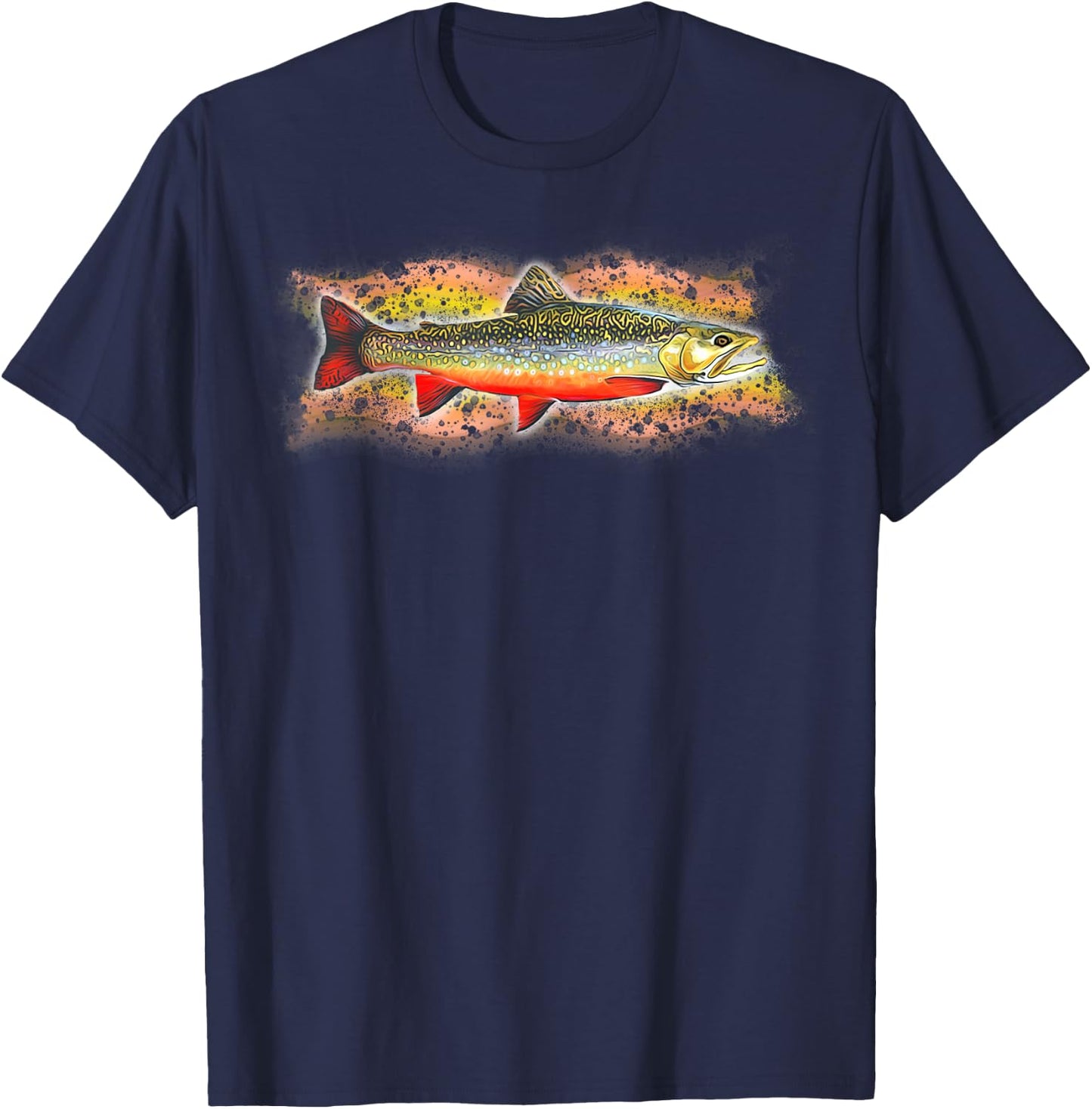 Brook Trout Fishing Graphic T-Shirt - T-Shirt | Navy
