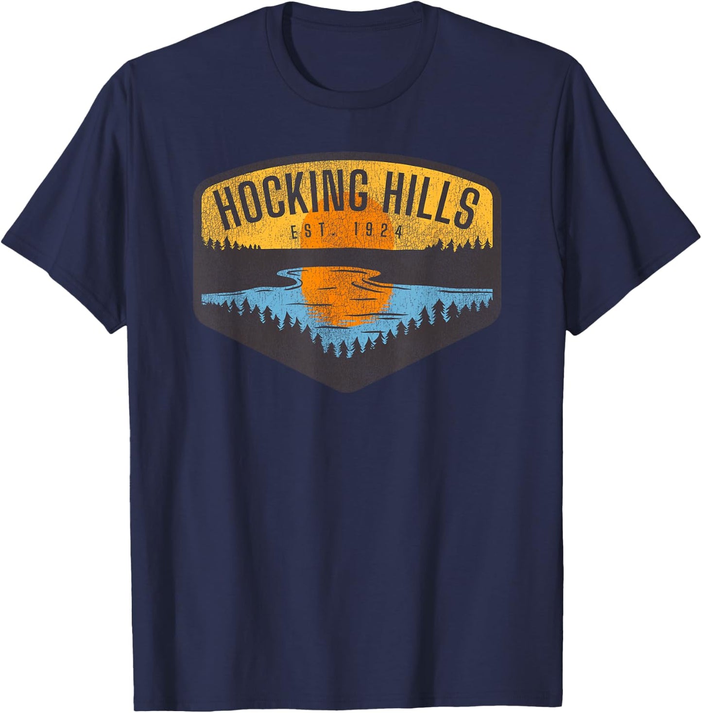 Retro Hocking Hills State Park Souvenir T-Shirt - T-Shirt | Navy