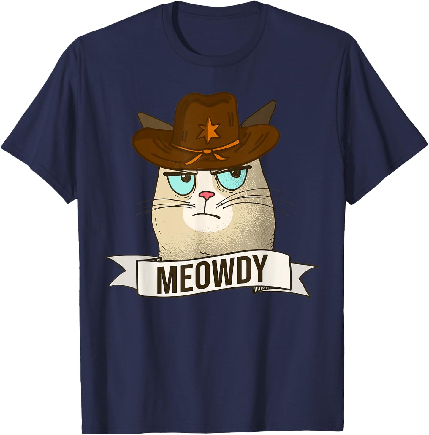 Funny Meowdy Shirt Cowboy Texas Cat T-Shirt - T-Shirt | Navy