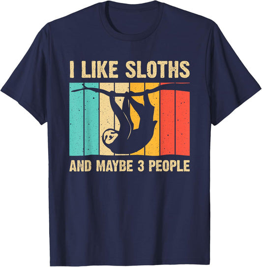 Funny Sloth Design for Sloth Lover Men Women Kids Introvert T-Shirt - T-Shirt | Navy