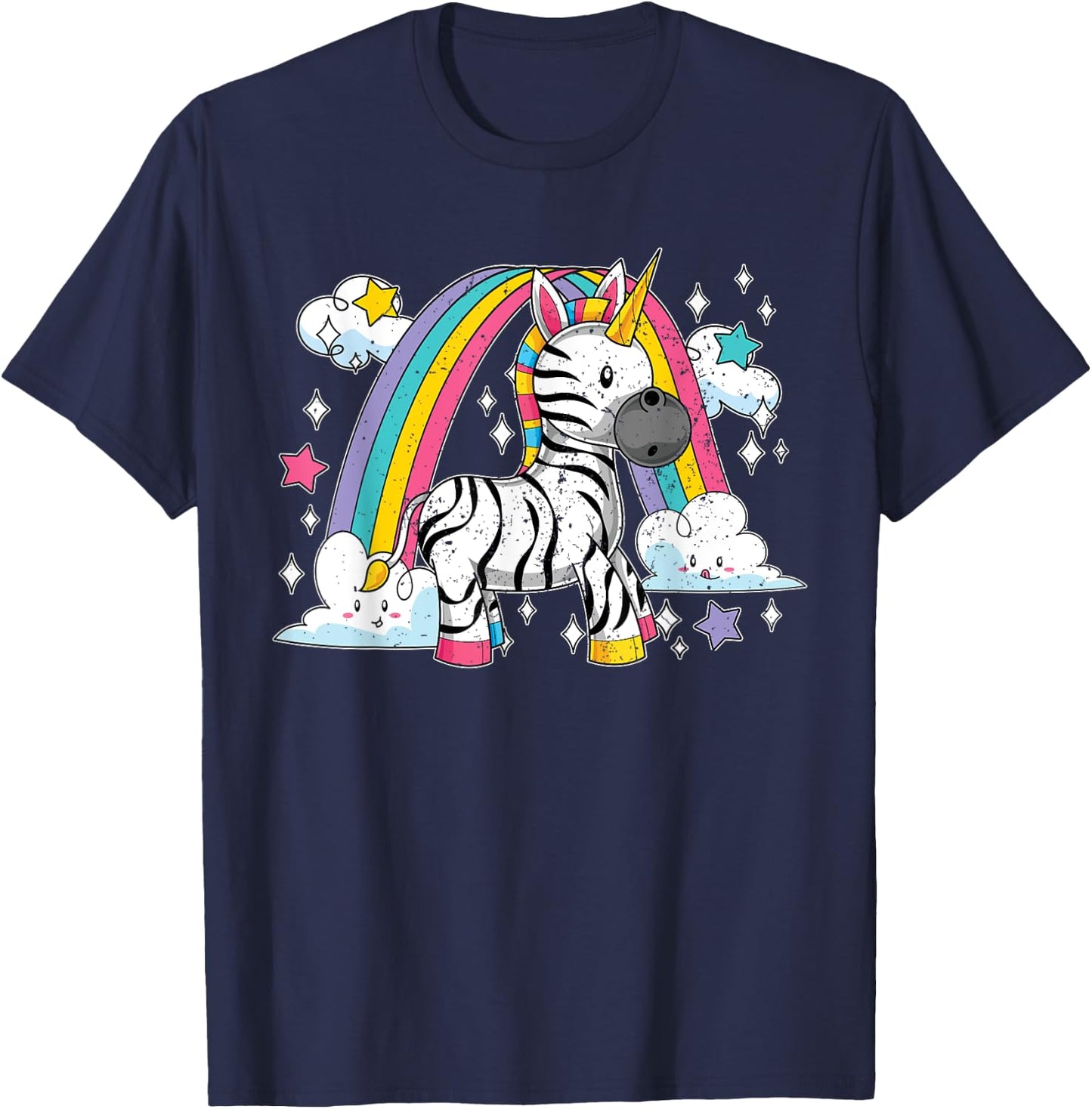 Africa Animal Zebracorn Rainbow Fairytale Zebra Unicorn T-Shirt - T-Shirt | Navy