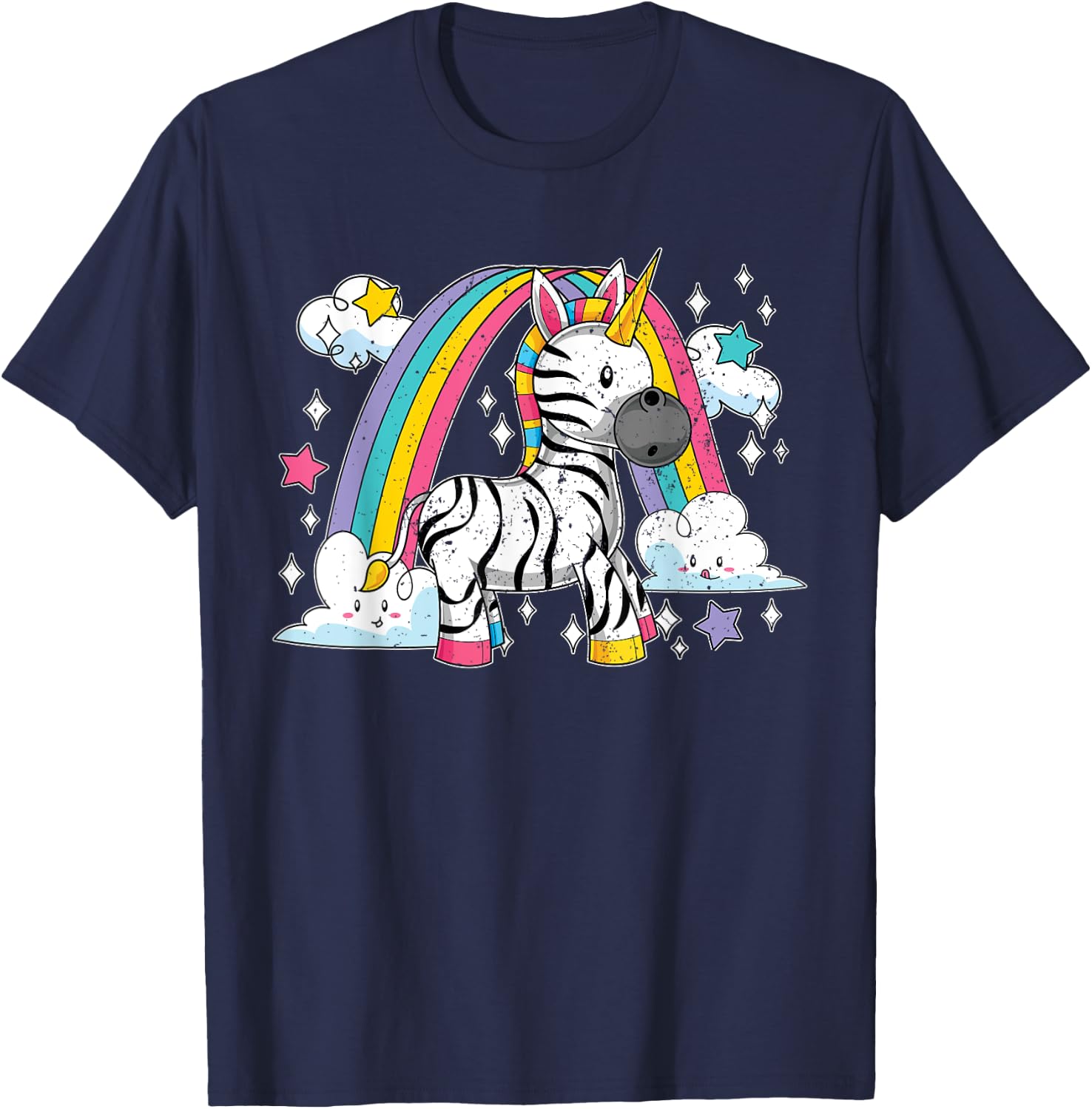 Africa Animal Zebracorn Rainbow Fairytale Zebra Unicorn T-Shirt - T-Shirt | Navy