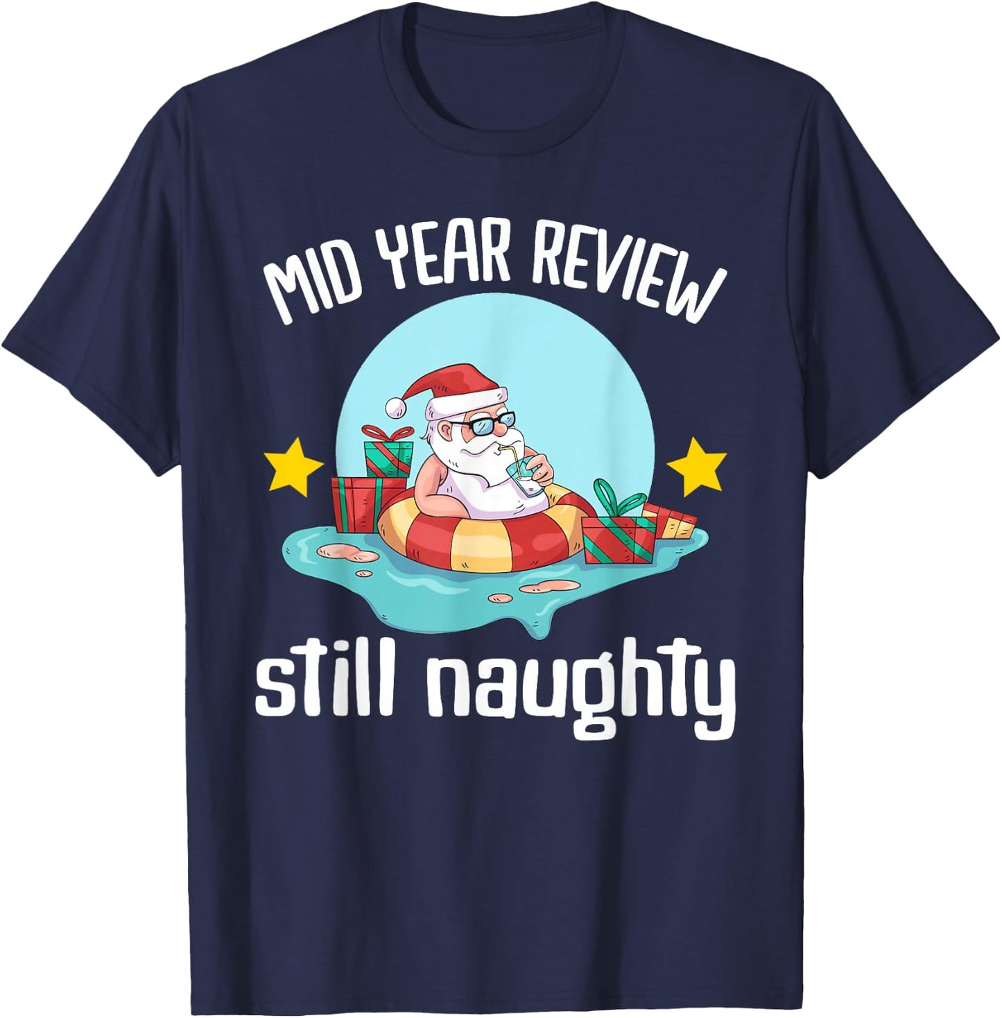 Christmas in July | Summer Santa Claus Beach Hawaii Surf T-Shirt - T-Shirt | Navy