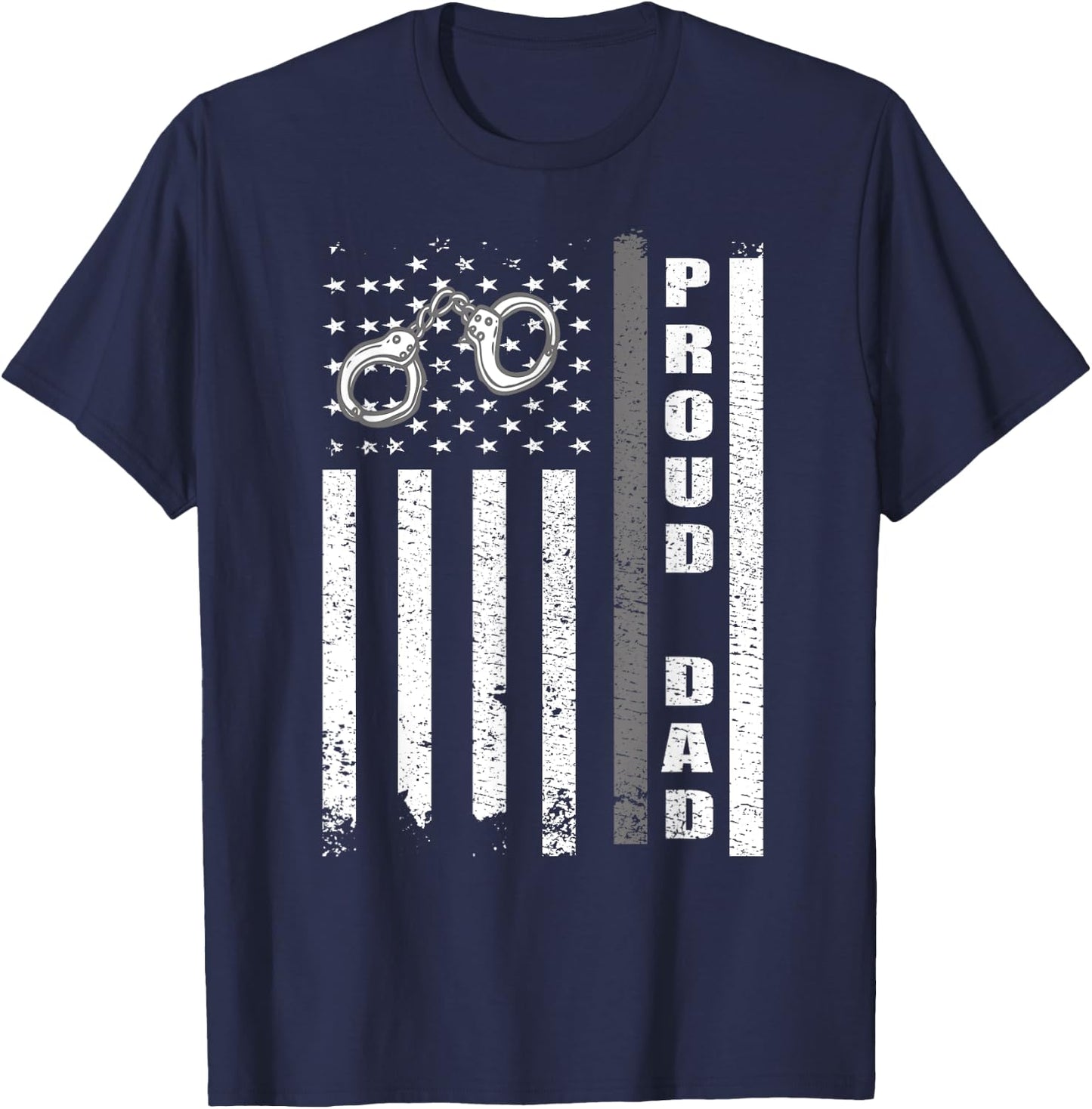 Proud Corrections Dad | US Flag Correctional Officer Dad T-Shirt - T-Shirt | Navy