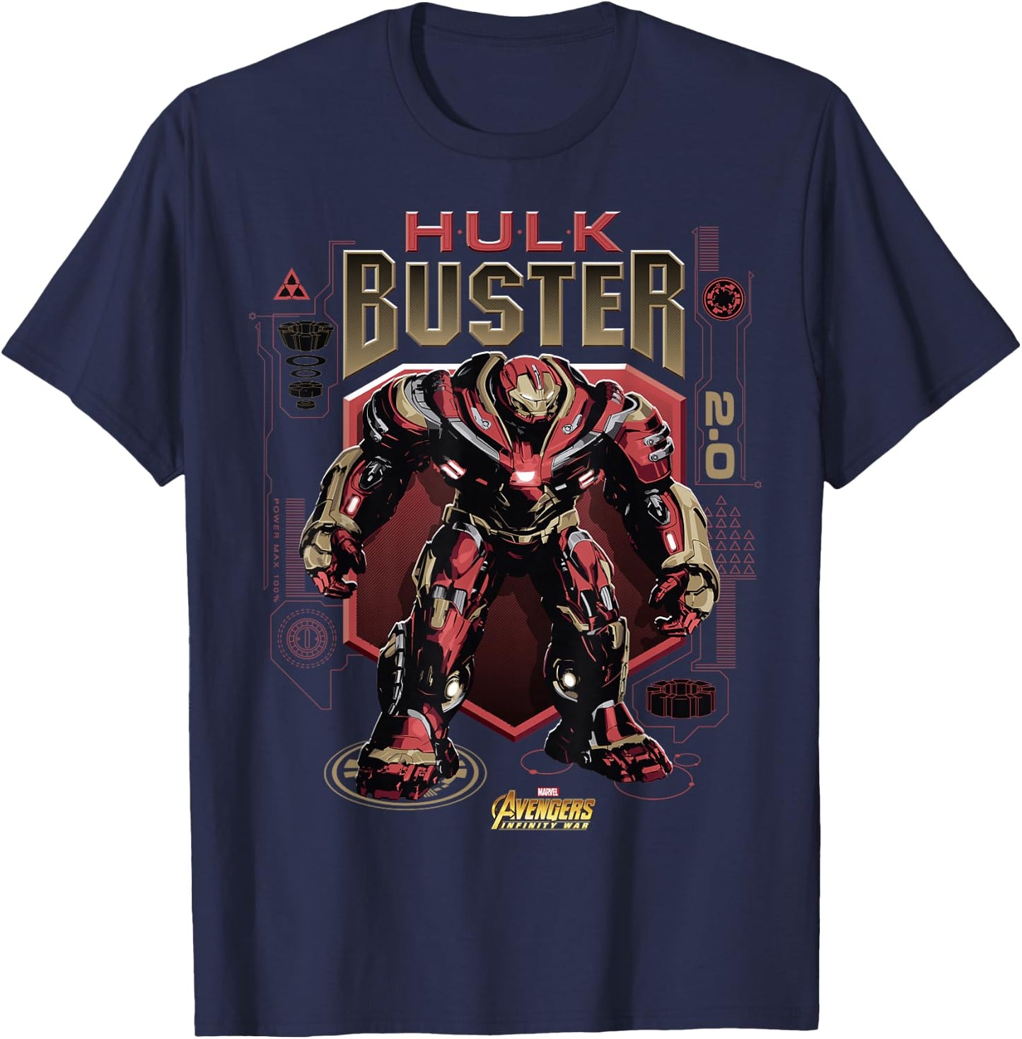 Marvel Infinity War Hulk Buster Schematic Graphic T-Shirt - T-Shirt | Navy