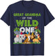 Great Grandma of the Wild One Zoo Birthday Safari Jungle Ani T-Shirt - T-Shirt | Navy