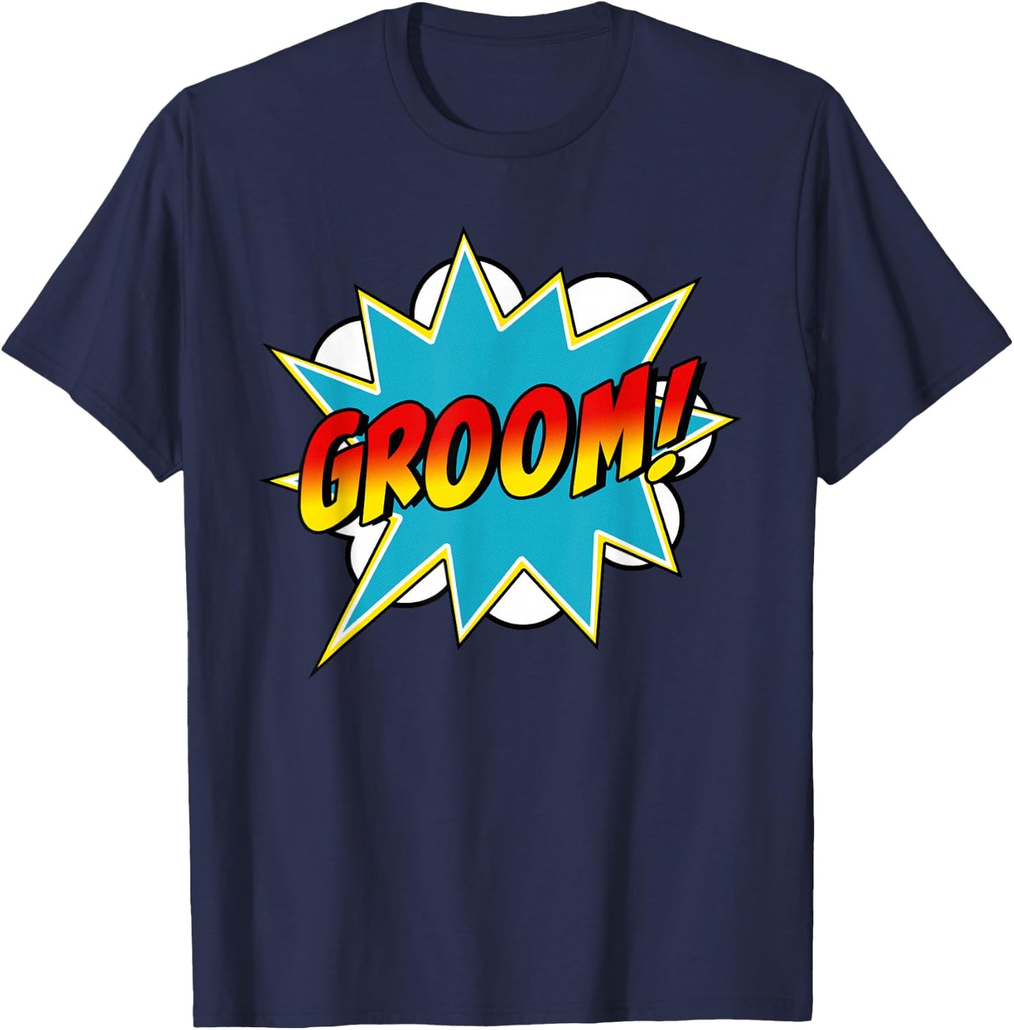 Groom Superhero Bachelor Stag Party Wedding Comic Book T-Shirt - T-Shirt | Navy