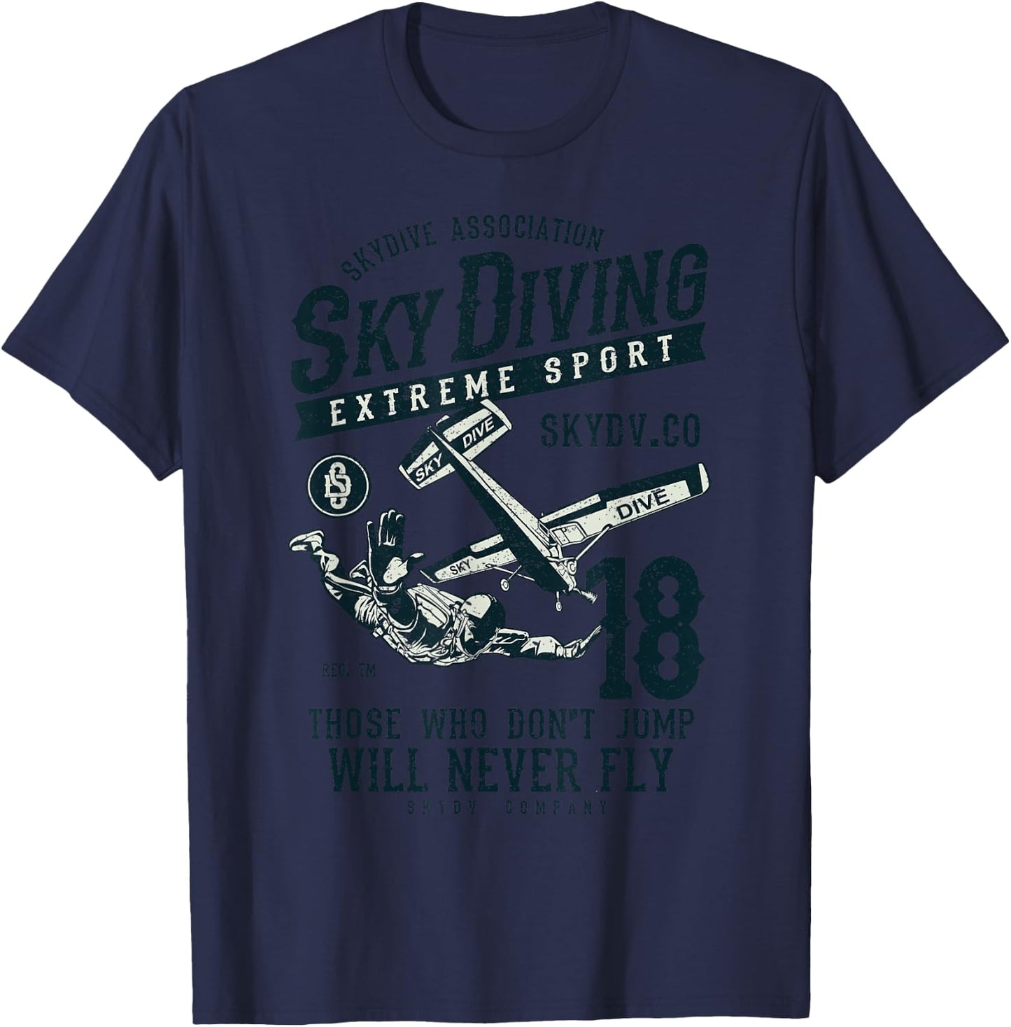Skydiving T Shirt Parachuting Skydive Skydiver T-Shirt - T-Shirt | Navy