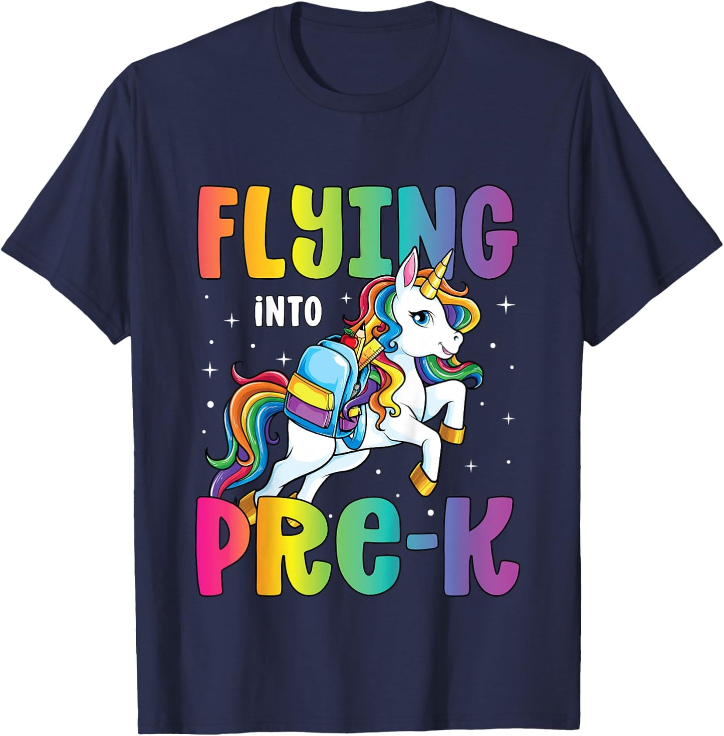 Pre Kindergarten Girls Unicorn First Day of Pre K T-Shirt - T-Shirt | Navy