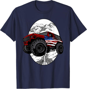 Overlanding Off Roading American Flag T-Shirt - T-Shirt | Navy