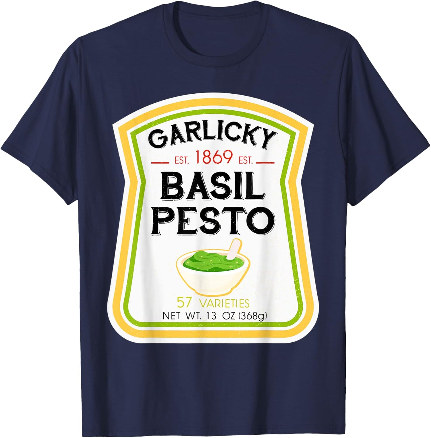 Basil Pesto Bottle Label Halloween 2021 Couples Costume T-Shirt - T-Shirt | Navy