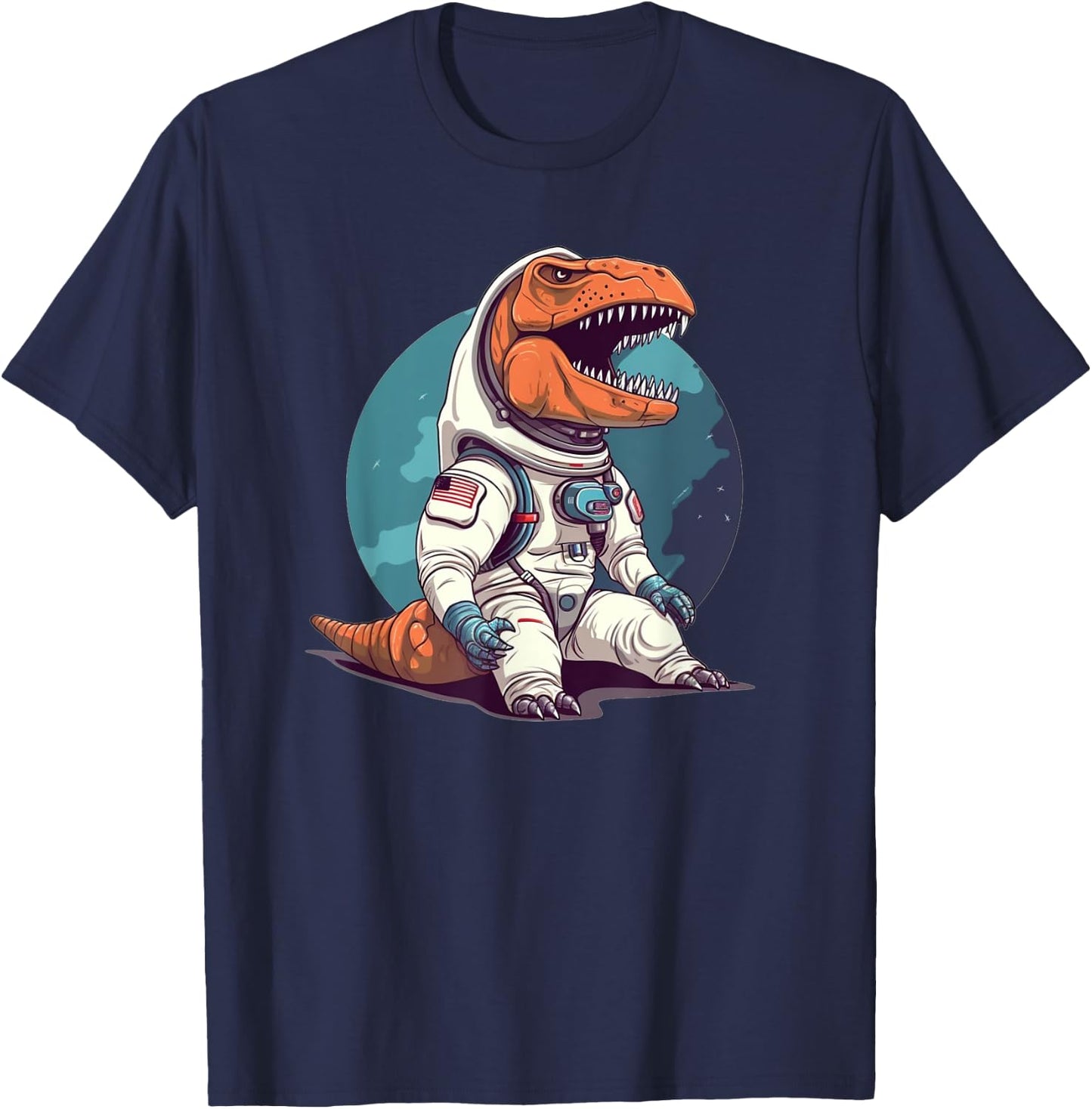 Funny Astronaut T-Rex Dinosaur In Space T-Rex Astronaut T-Shirt - T-Shirt | Navy