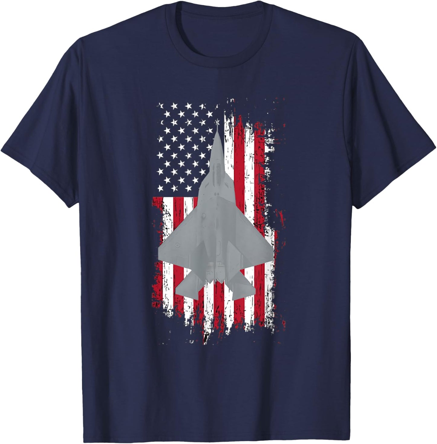 F-22 Raptor Jet American Flag Military Aircraft Shirt Women Men T-Shirt - T-Shirt | Navy