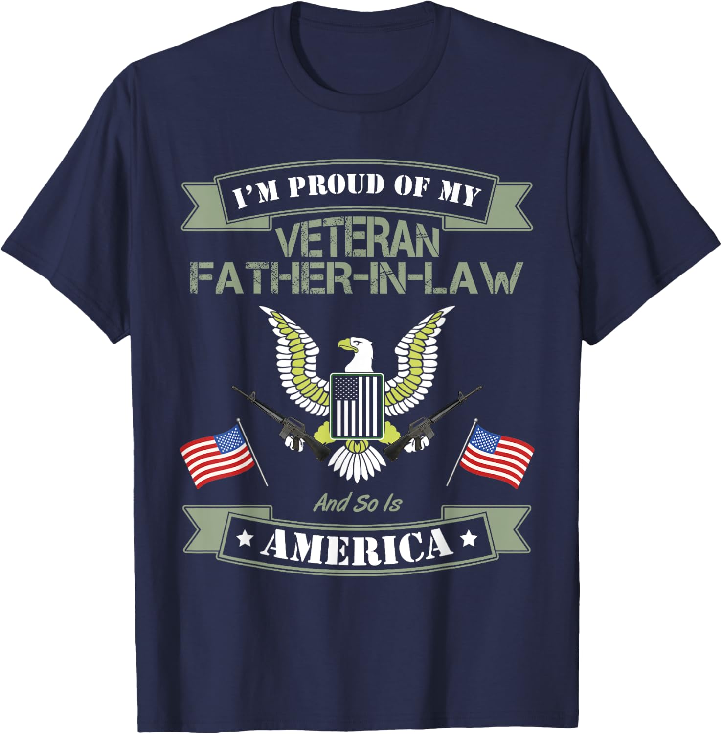 My Father-In-Law Is A Veteran USA American Flag Kids Men T-Shirt - T-Shirt | Navy