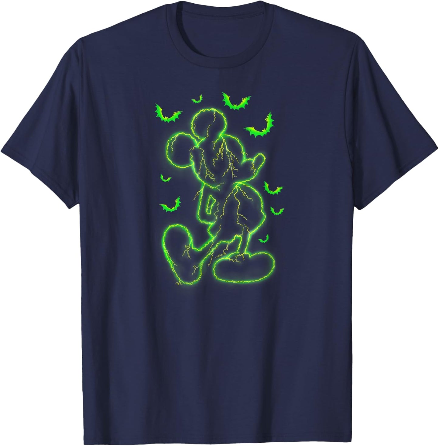 Disney - Mickey Mouse Green Lighting Halloween T-Shirt - T-Shirt | Navy