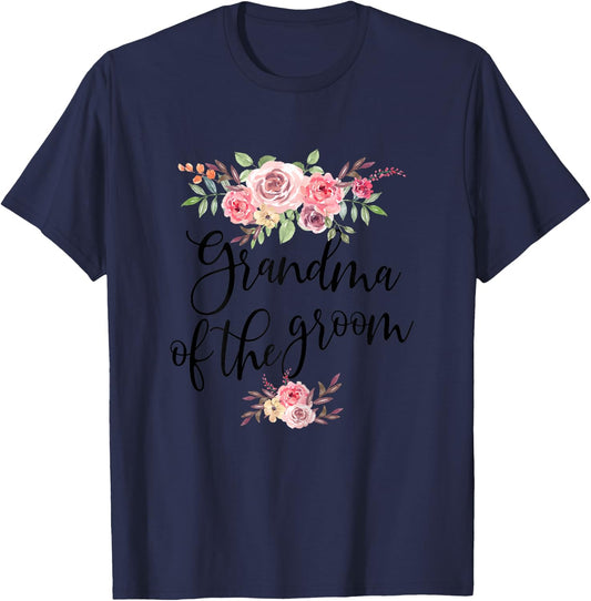 Grandma of The Groom Wedding Bridal Party T-Shirt - T-Shirt | Navy
