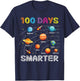 100 Days of School Astronaut Space Planets 100 Days Smarter T-Shirt - T-Shirt | Navy