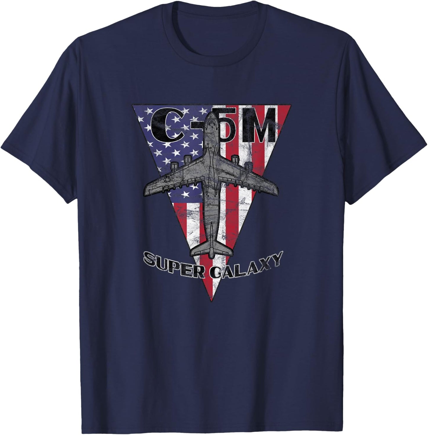 C-5M Super Galaxy Military Airplane Patriotic Vintage T-Shirt - T-Shirt | Navy