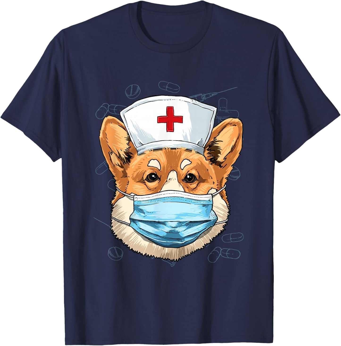 Corgi Dog Nurse RN Nursing School Graduation T-Shirt - T-Shirt | Navy