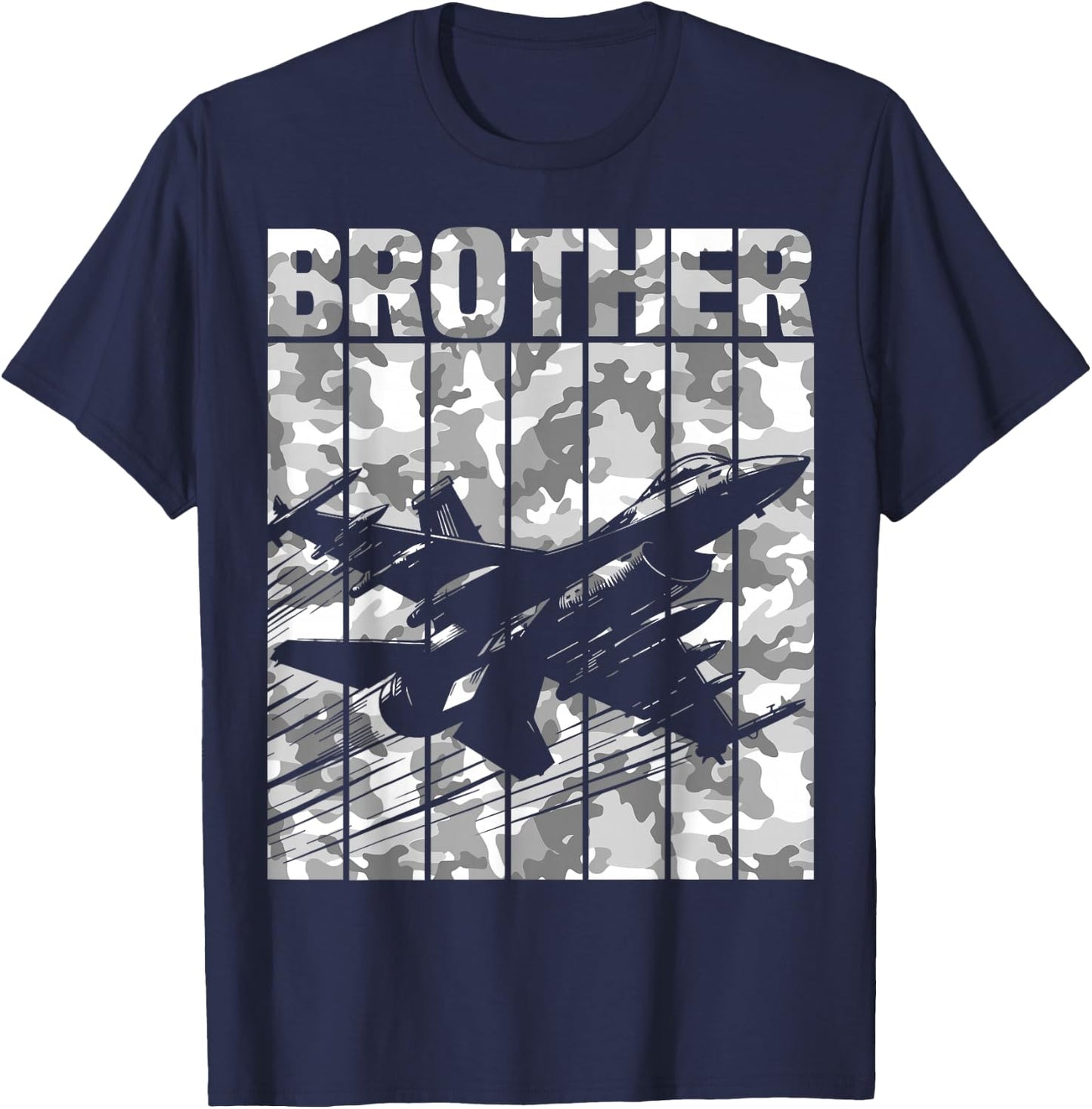 Brother Matching Family Camo Military Fighter Jet Birthday T-Shirt - T-Shirt | Navy