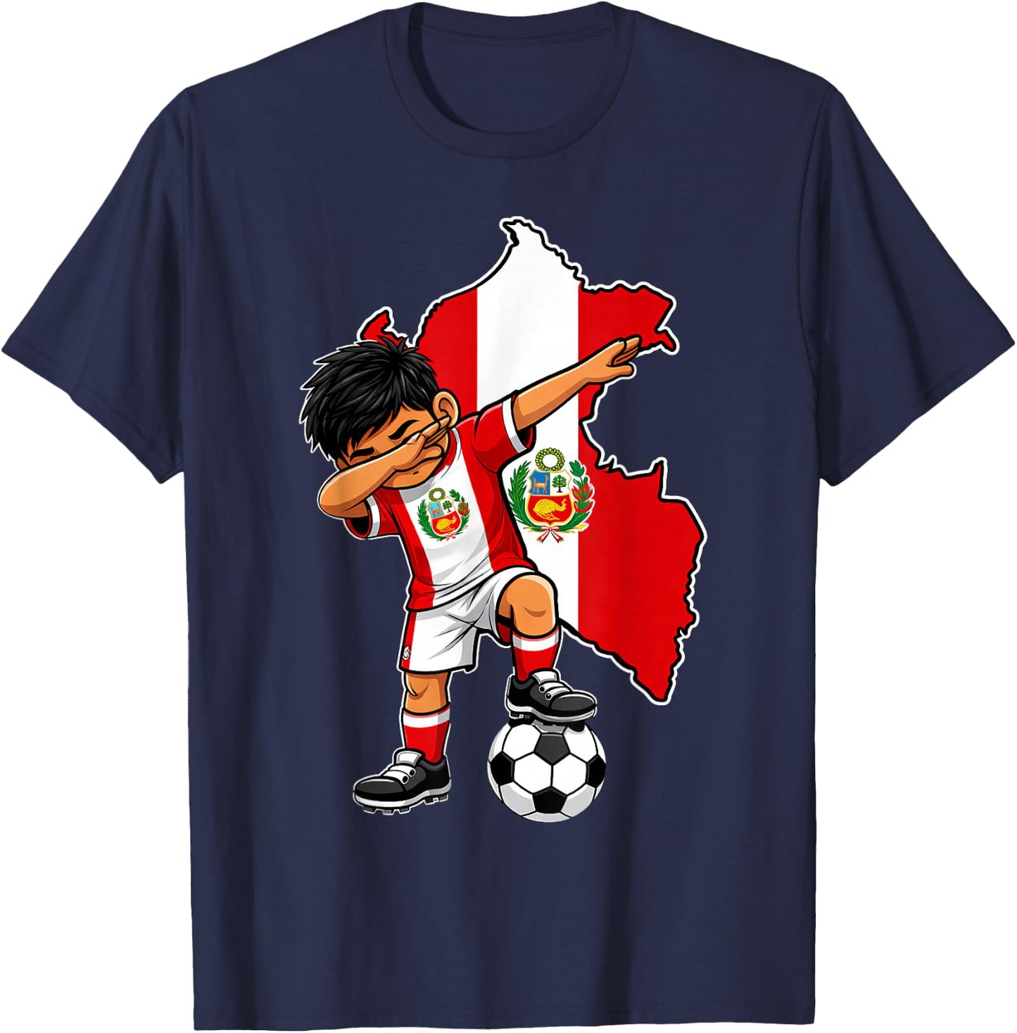 Soccer Peru Jersey Boy Peruvian Boys T-Shirt - T-Shirt | Navy