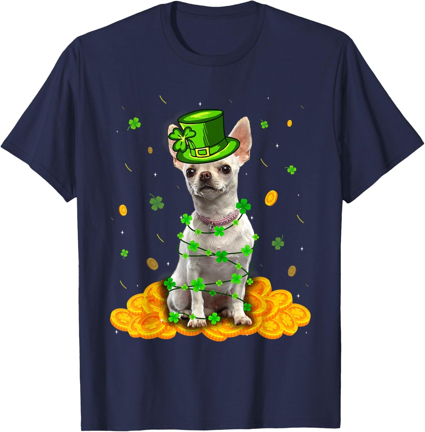 Cute Chihuahua Dog St Patricks Day Irish Shamrock T-Shirt - T-Shirt | Navy
