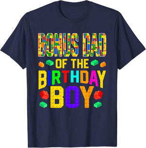 Bonus Dad of The Birthday Boy Master Builder Building Blocks T-Shirt - T-Shirt | Navy