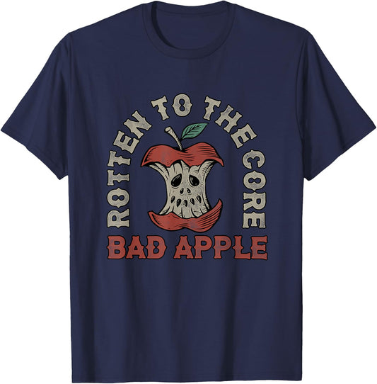 Rotten to the core Bad Apple Funny Retro T-Shirt - T-Shirt | Navy
