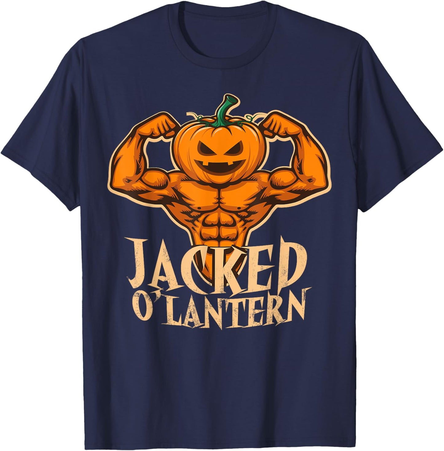 Funny Jacked Halloween Pumpkin Workout Motivation T Shirt T-Shirt - T-Shirt | Navy