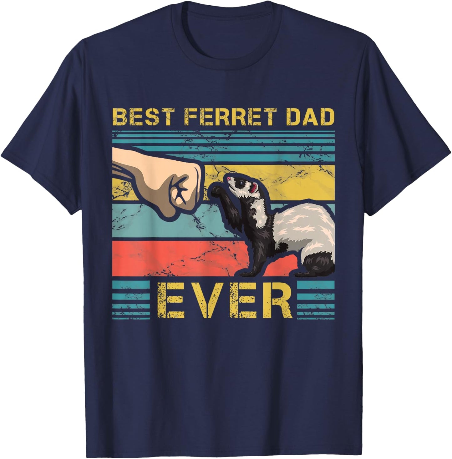 Best Ferret Dad Ever Fathers Day Animal Fatherhood T-Shirt - T-Shirt | Navy