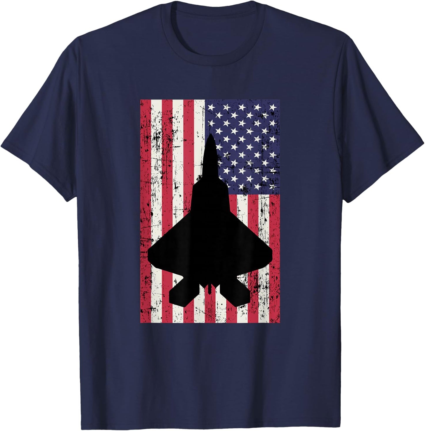Patriotic F-22 Raptor fighter jet American flag T-Shirt - T-Shirt | Navy