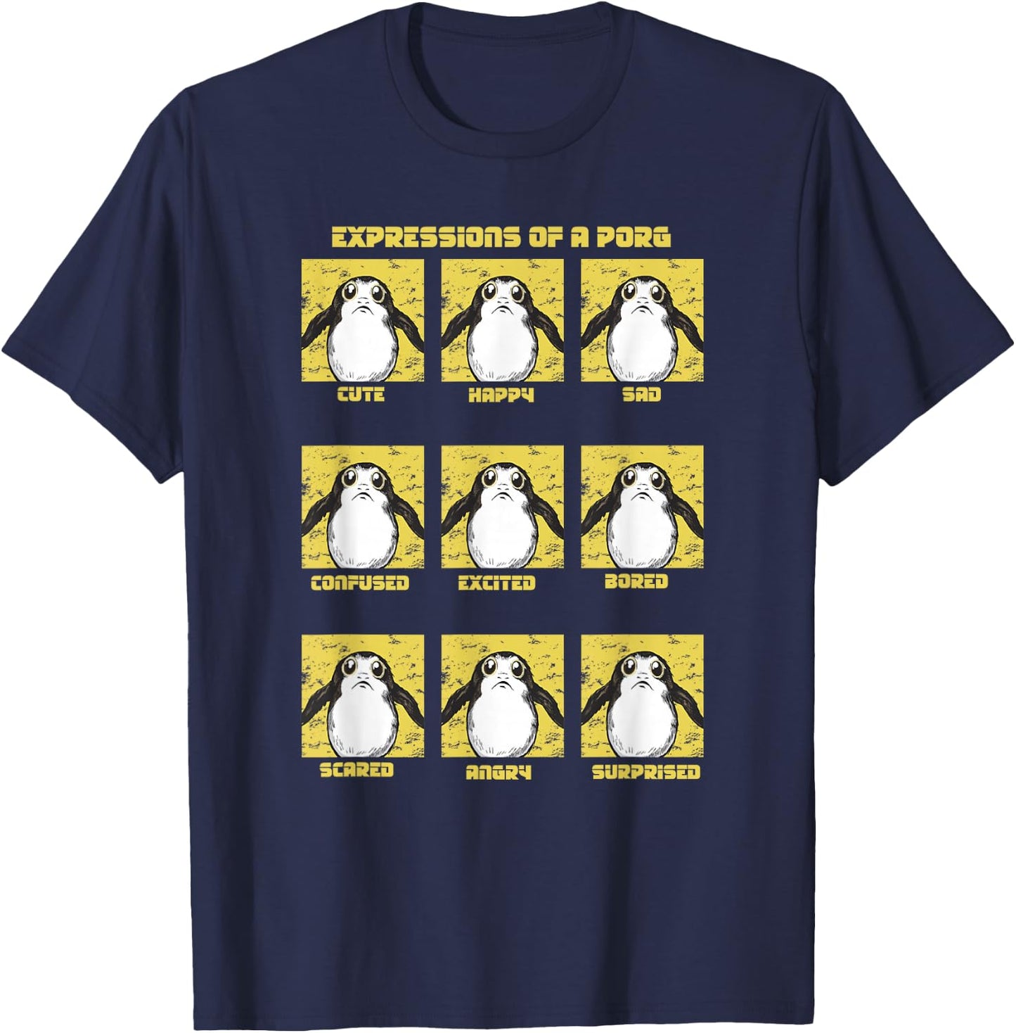 Star Wars Expressions Of A Porg Grid T-Shirt - T-Shirt | Navy