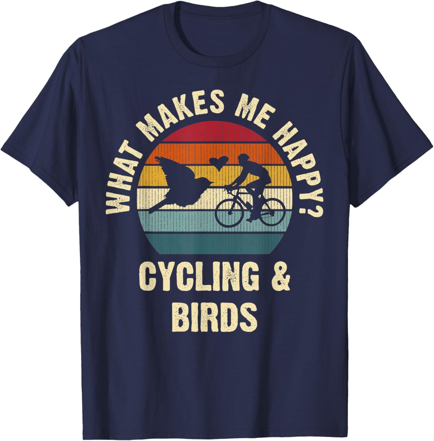 Bird and Cycling Lover Bike Pet Bicycle Vintage Animal Cute T-Shirt - T-Shirt | Navy